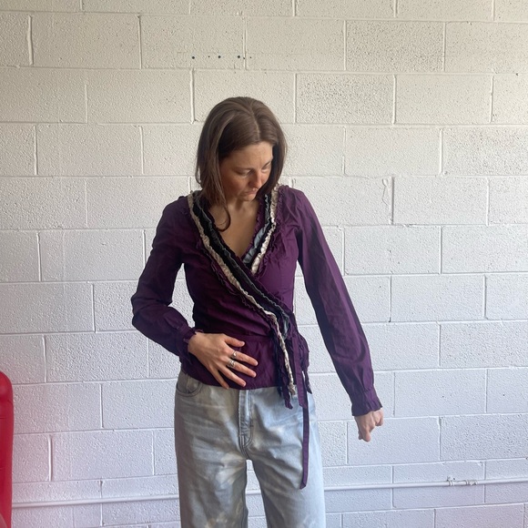 Women's Purple Wrap Top - Picture 1 of 3